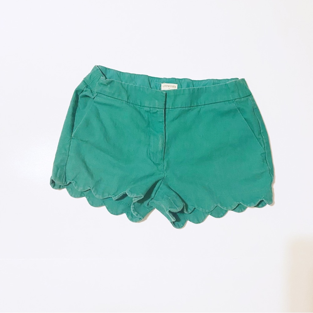 Crewcuts Scallop hem linen blend shorts